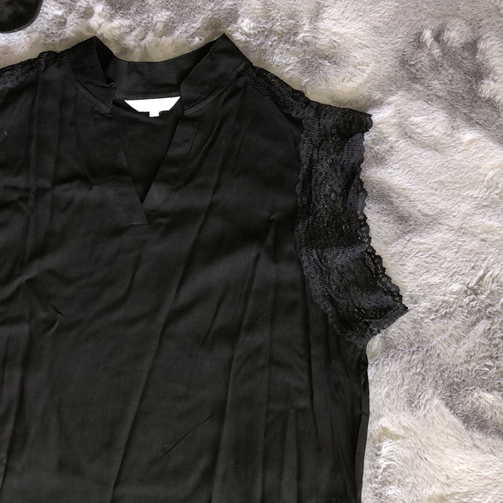 COPY - Amaryllis Black crochet detail tank blouse size XL